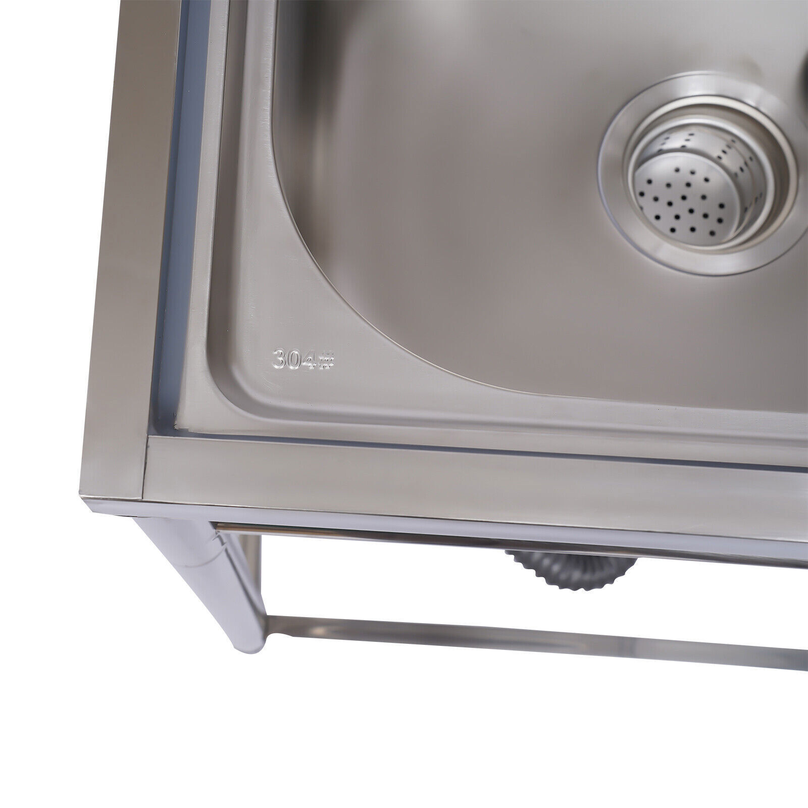 Freestanding Laundry Single Sink Utility Kitchen Wash Bowl Basin Stainless Steel
