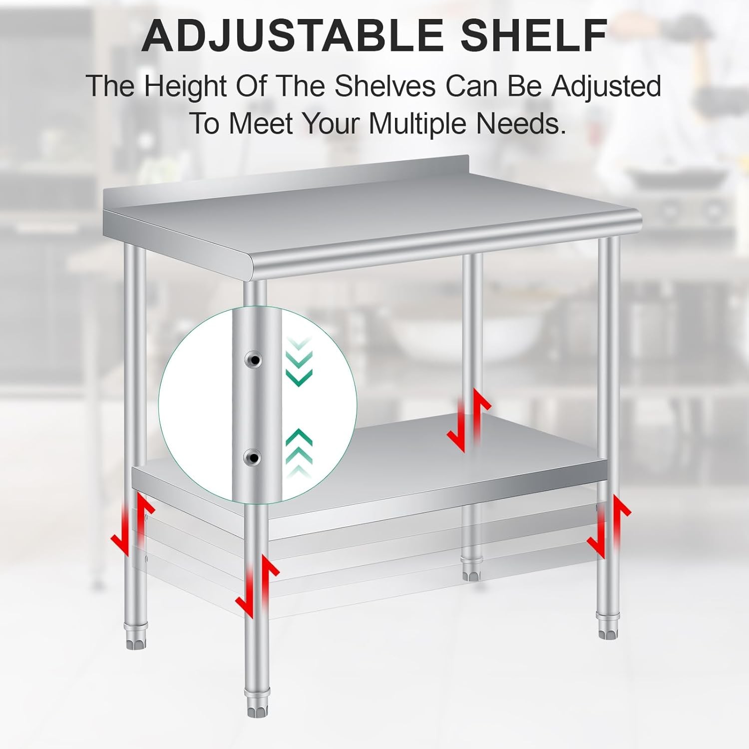 Stainless Steel Prep Work Table 30 x 24 Inch w/ Backsplash Commercial Prep Table