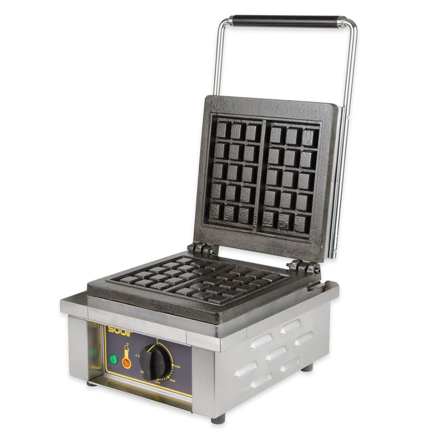 Equipex GES10/1 Single Brussels Waffle Baker w/ Cast Iron Grids, 1750W
