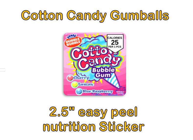 Candy Vending Machine Label Sticker Round edge Easy Peel Nutrition Info