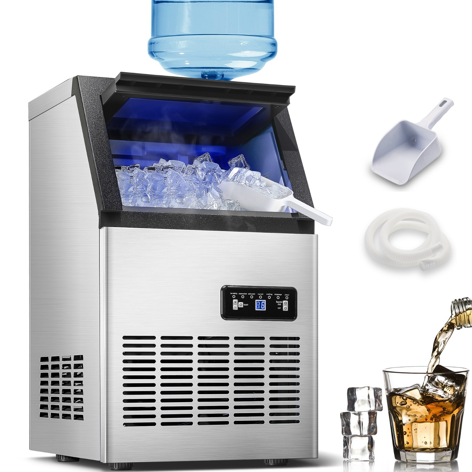 Commercial Bar Catering Hotel Stainless Steel 120Lbs Ice Maker Machine Cube New