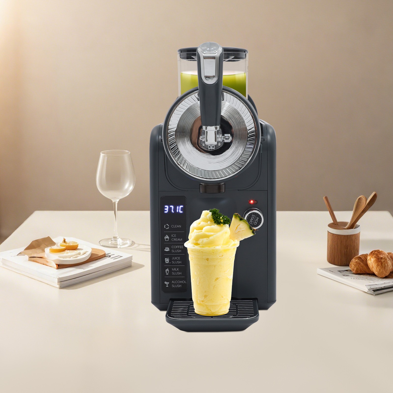 Frozen Drink Machine Set Shaved Ice Tool for Home with Self-Cleaning Function