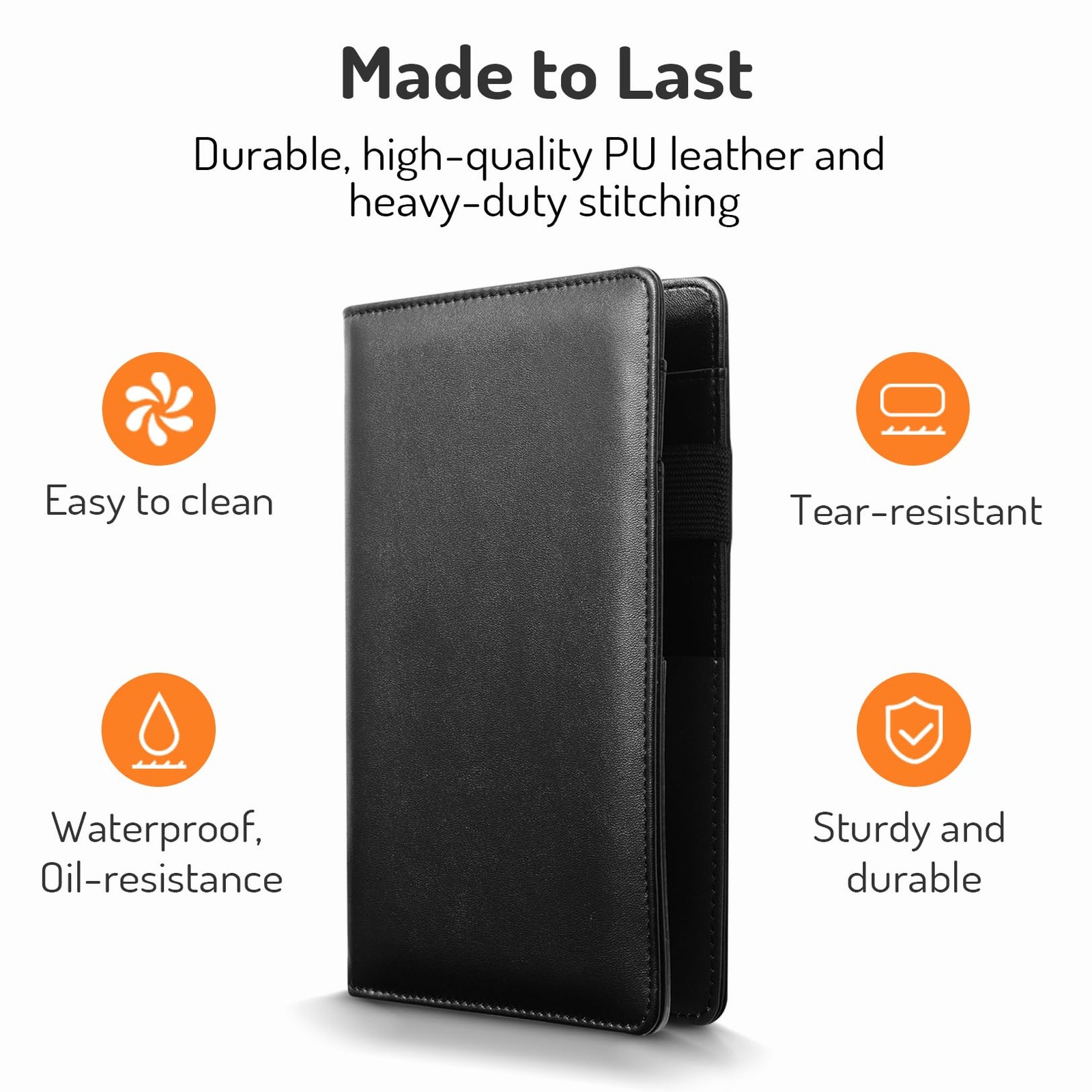 Server Book with 2 Zipper Pockets, Leather Standard Version, Glitter Black