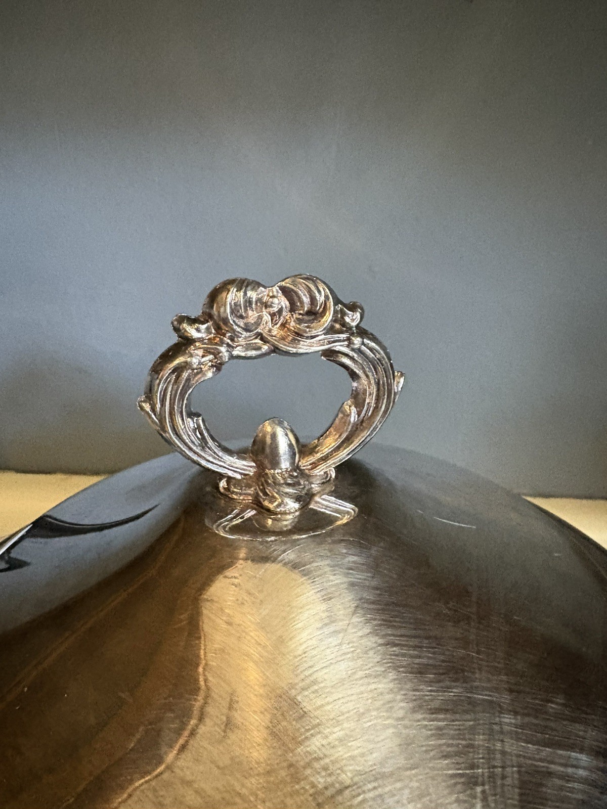 Vtg Silver Plate Warmer Round Chafer Domed Lid Ornamental Rack Handled w/bowl