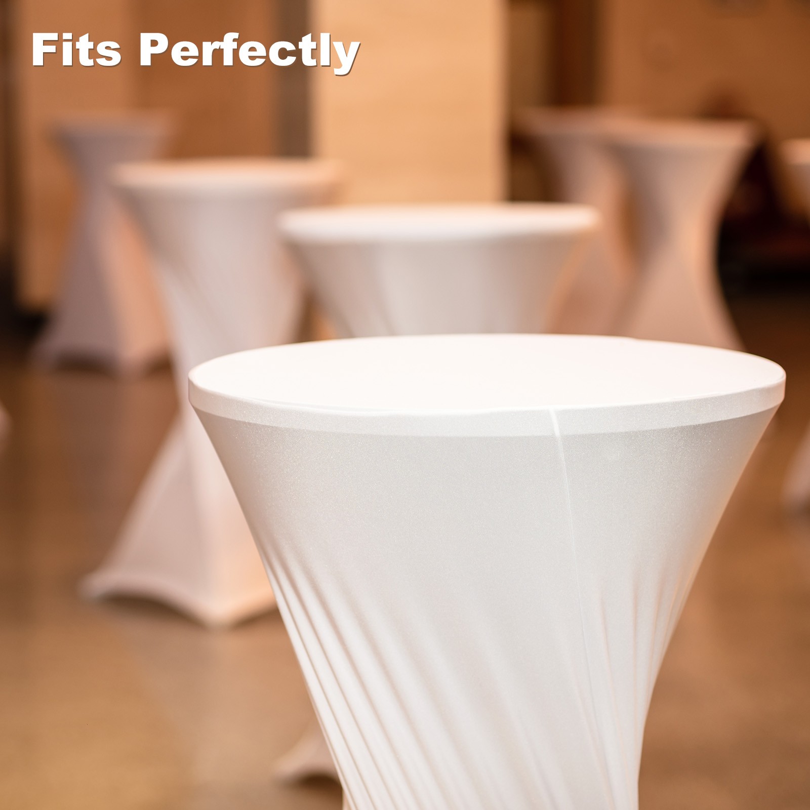8 Pcs 31.5″x43″ Highboy Spandex Cocktail Table Covers, Black