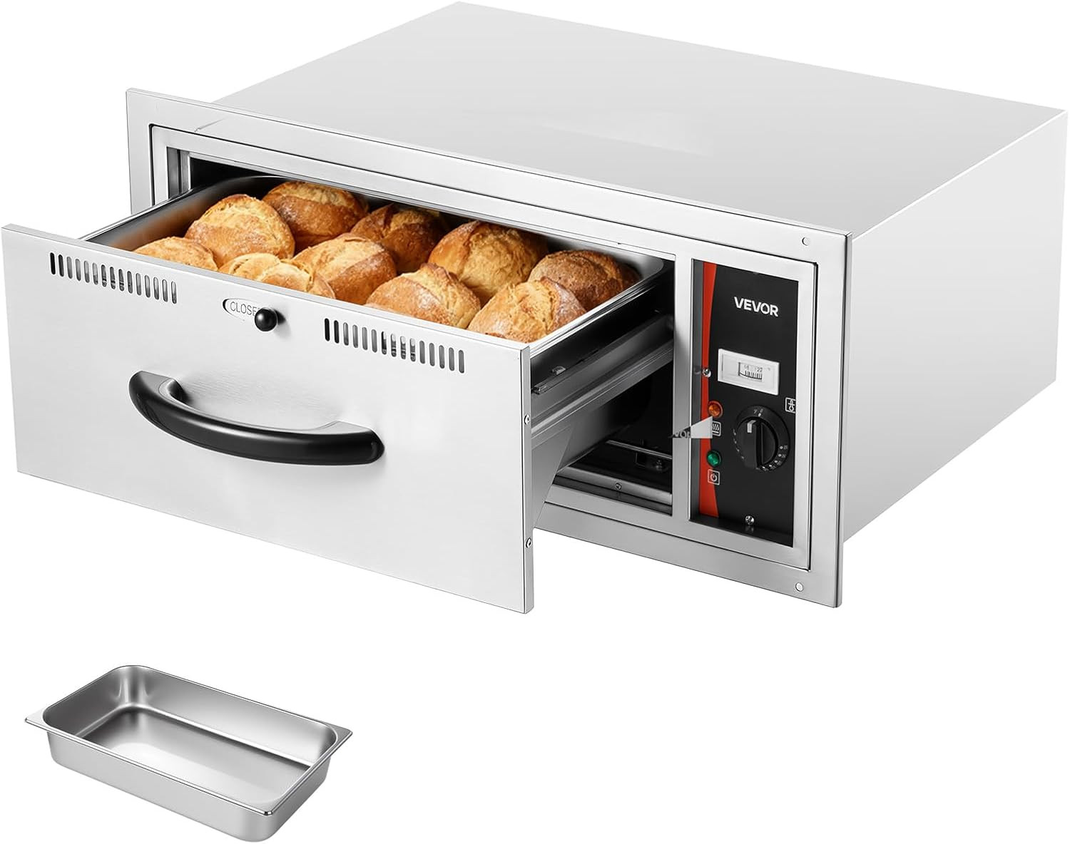 Commercial Electric Drawer Warmer, Single-Drawer Stainless Steel Food Warmer, Bu
