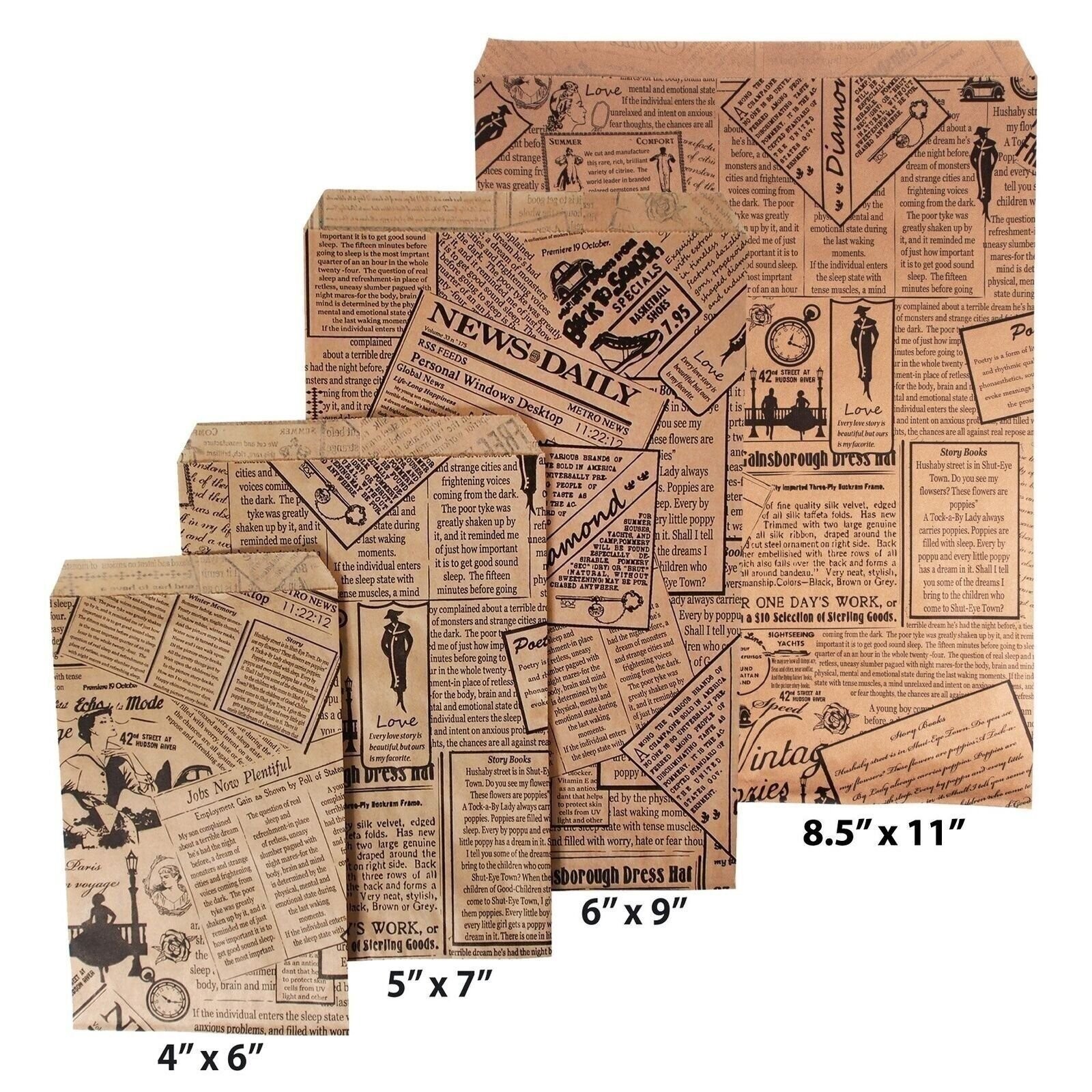 Newsprint/Kraft Paper Gift Bags – Shopping/Sales/Tote Bags
