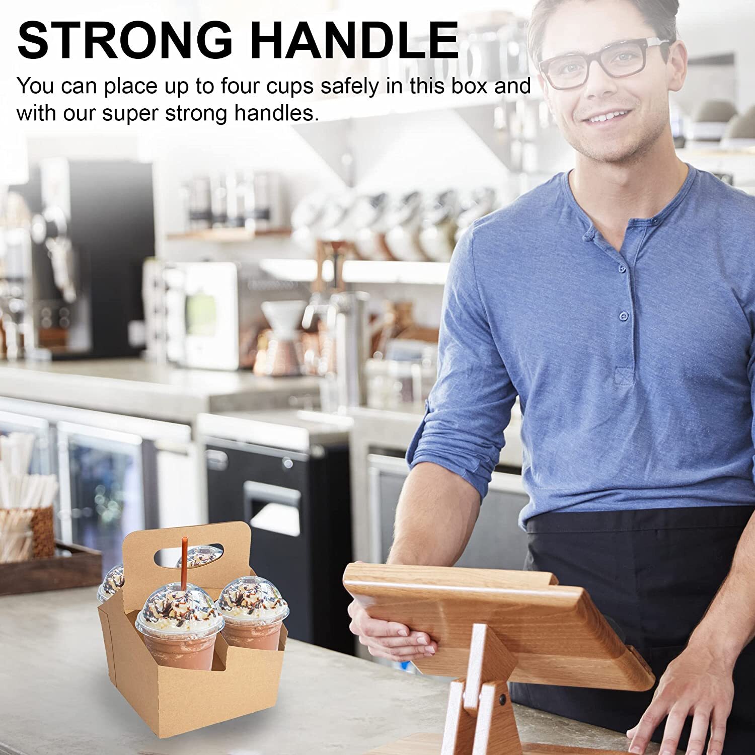 MT Products Kraft Drink Carrier with Handle Holds Up To 4 Cups – Pack of 15