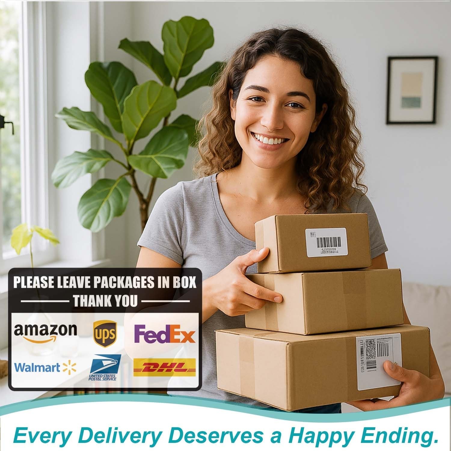 2 Pack Delivery Signs for Packages – 11 x 7 Inches Vinyl Self-adhesive Sticke…