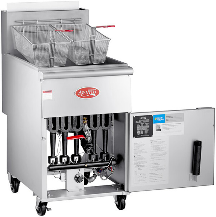 Stainless Steel Floor Commercial Kitchen NATURAL GAS Deep Fryer Cooker 70-100 lb
