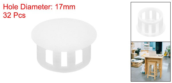 32Pcs 17mm(2/3′) White Nylon Plastic Round Locking Hole Plugs Insert End Caps