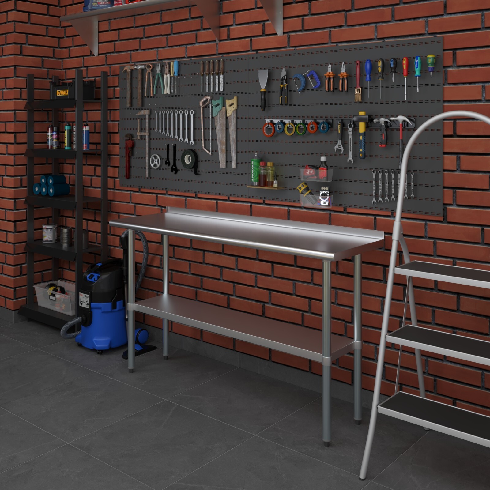 18 in. x 60 in. Stainless Steel Work Table with 1.5 in. Backsplash