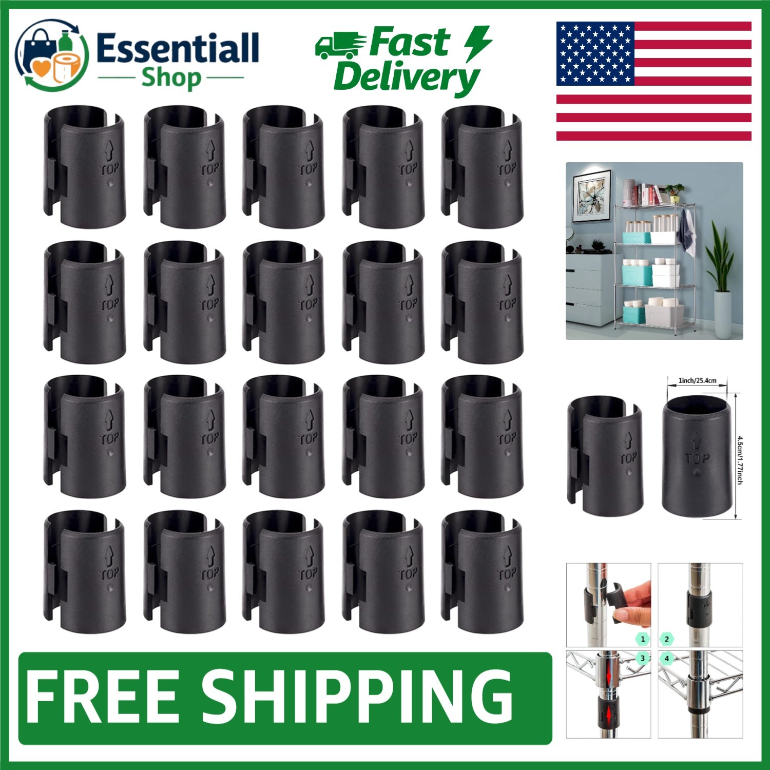 Secure Wire Shelf Lock Clips – 40 Pack Durable Replacement for 1″ Metal Racks