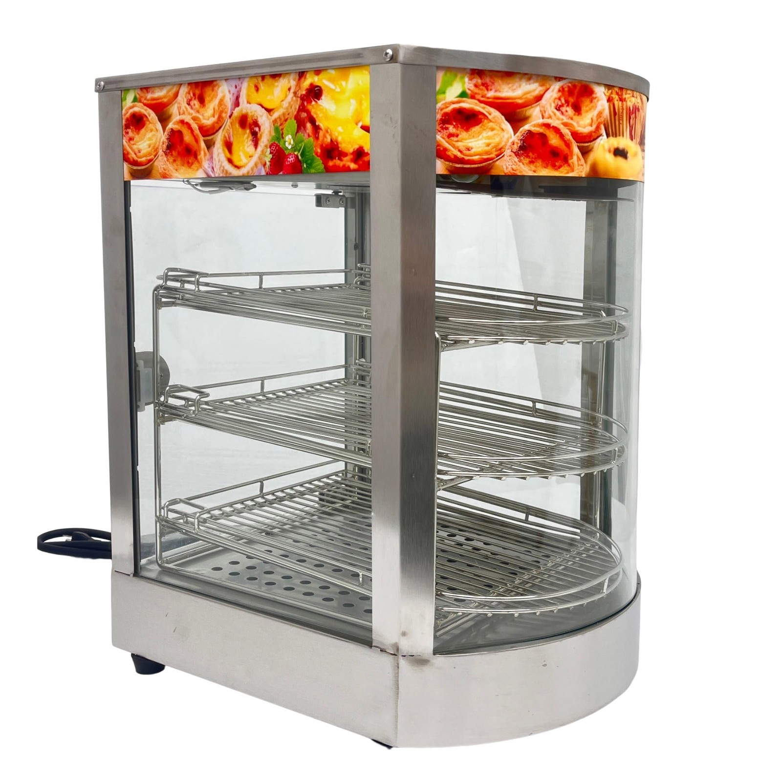 850W 110V Commercial Food Warmer 3-Tier Countertop with LED Lighting Glass Door