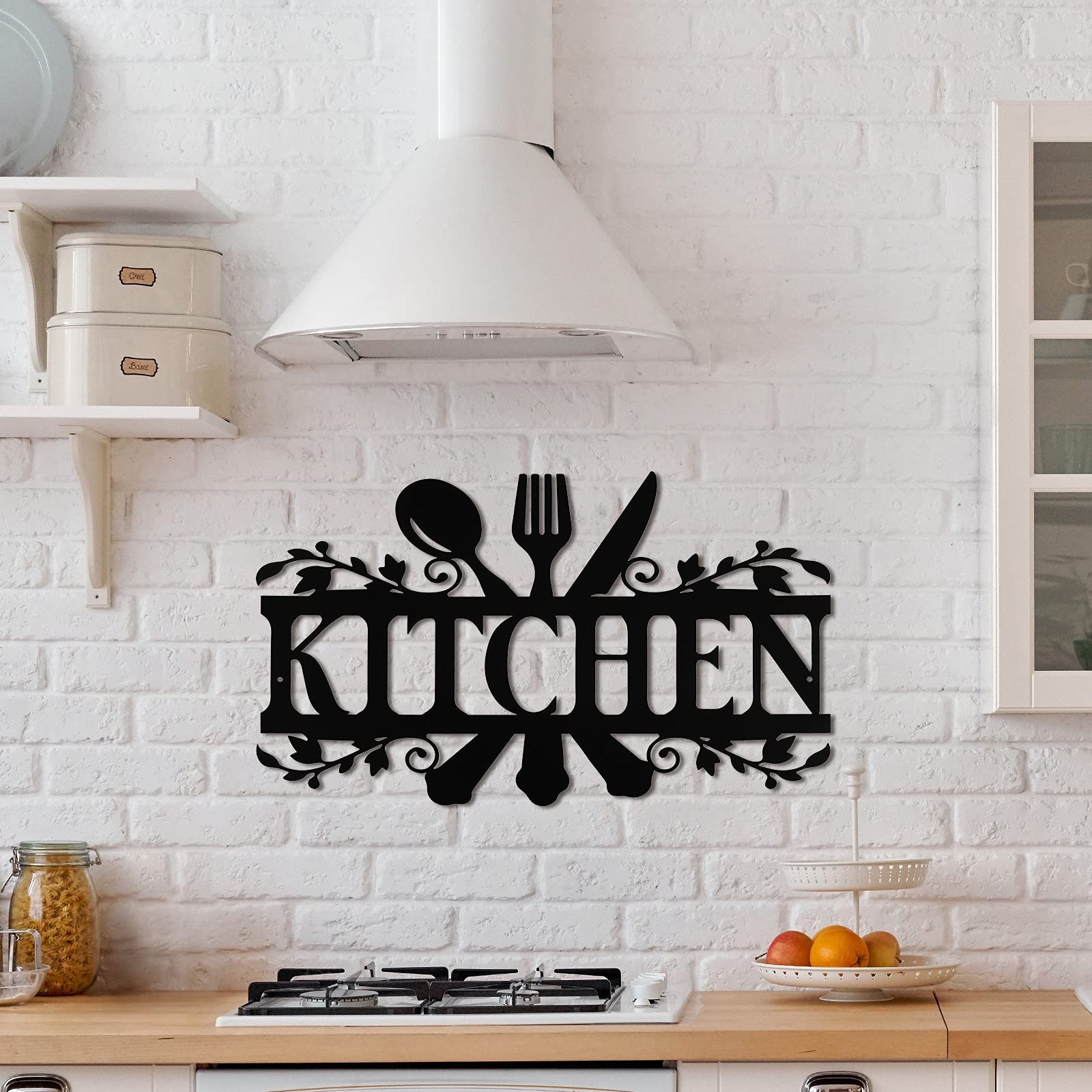 Hotop Black Kitchen Metal Sign, Farmhouse 14 x 8.8 inches,