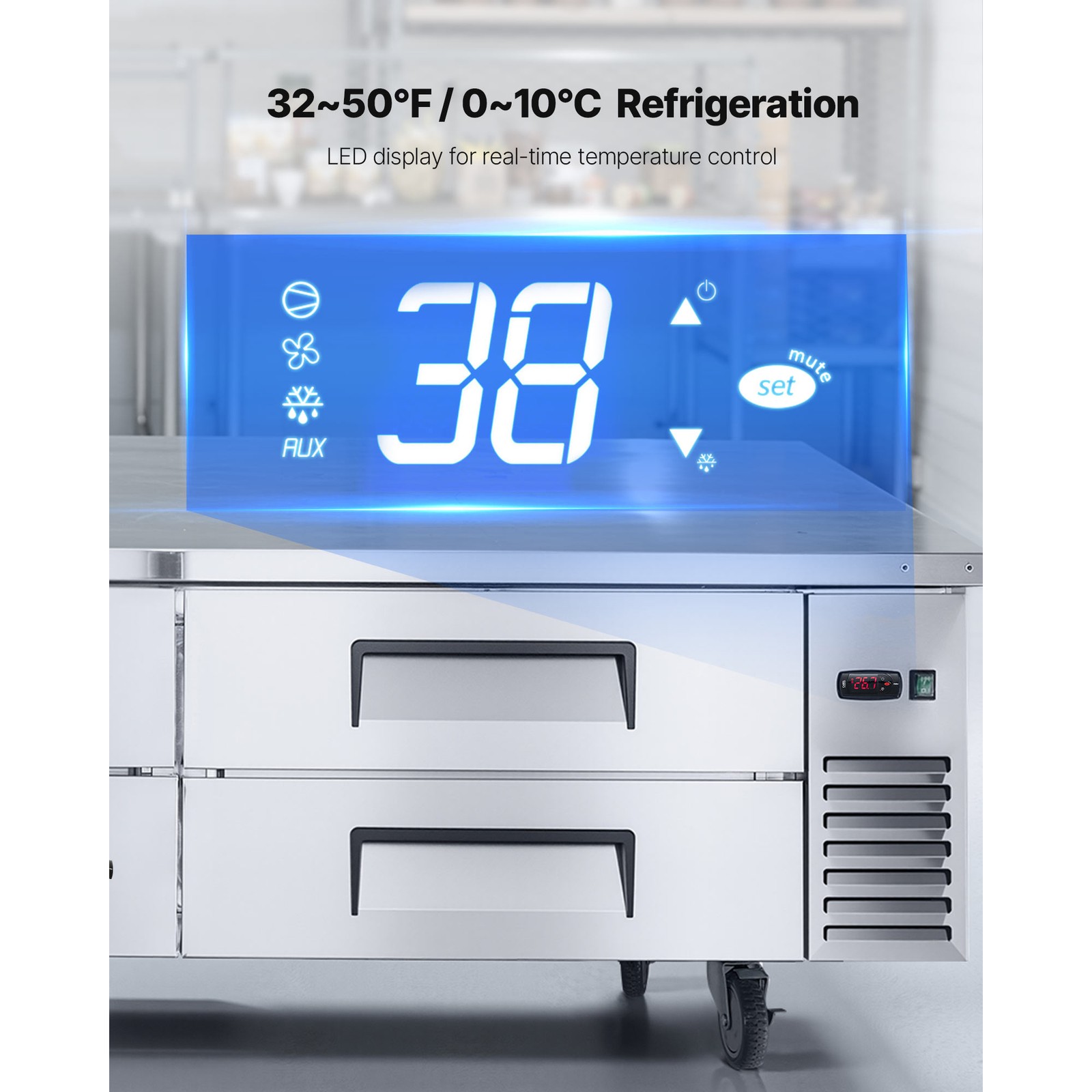 72 inch Commercial Chef Base Refrigerator Kitchen Prep Worktable w/ Four Drawer