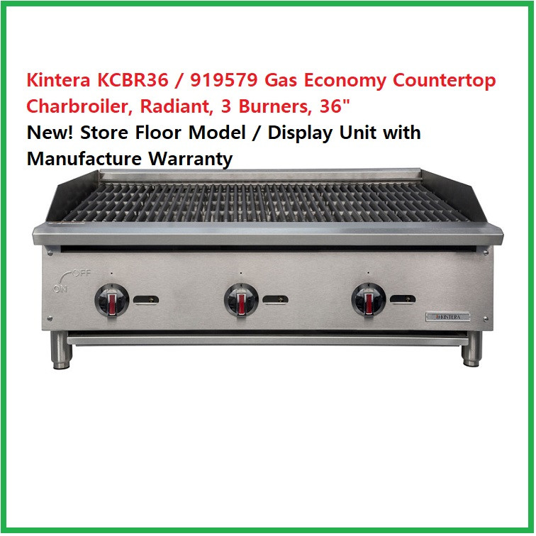 Kintera KCBR36 / 919579 Gas Countertop Charbroiler, Radiant, 3 Burners, 36″ Wide