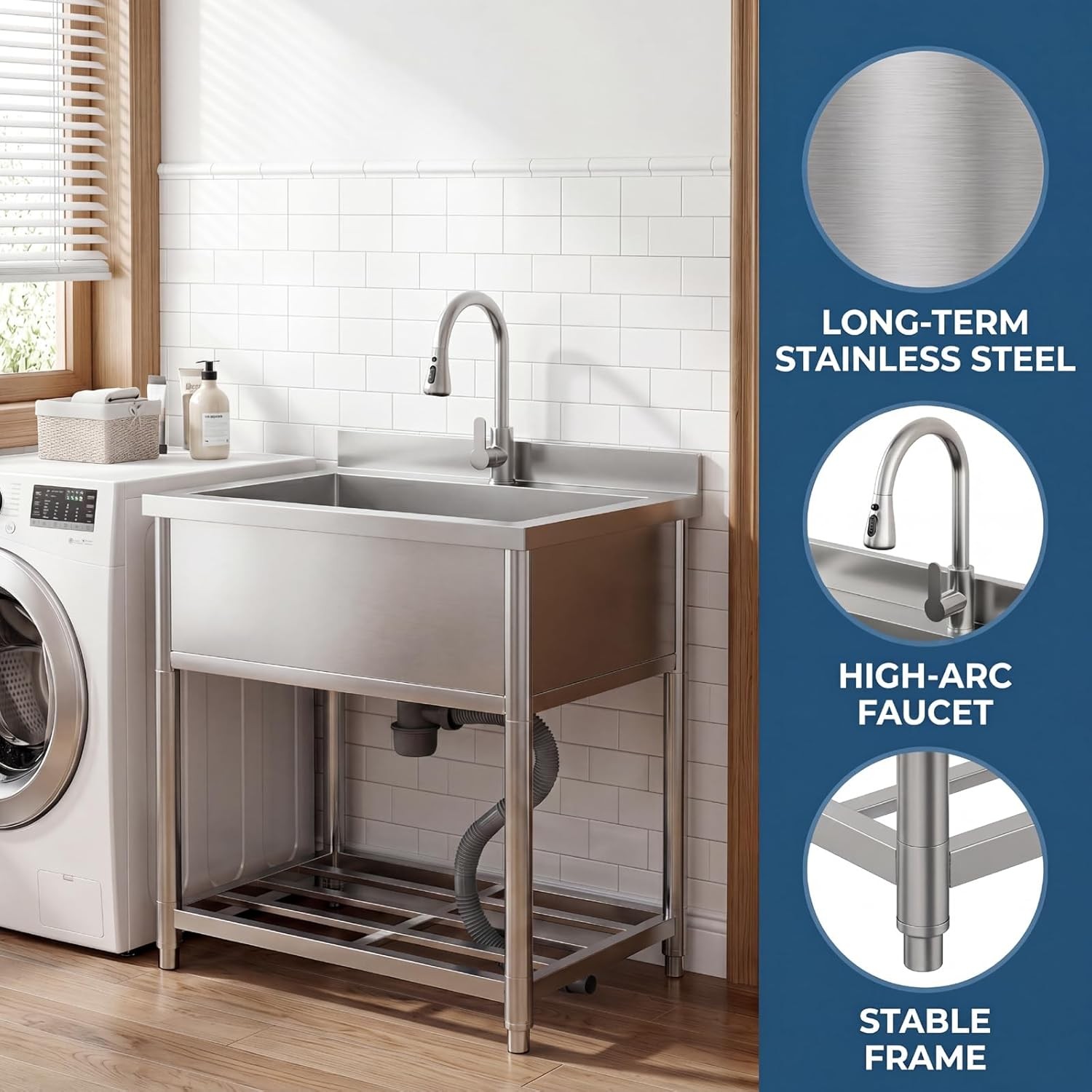 TRINITY Stainless Utility Sink Pull-Out Faucet