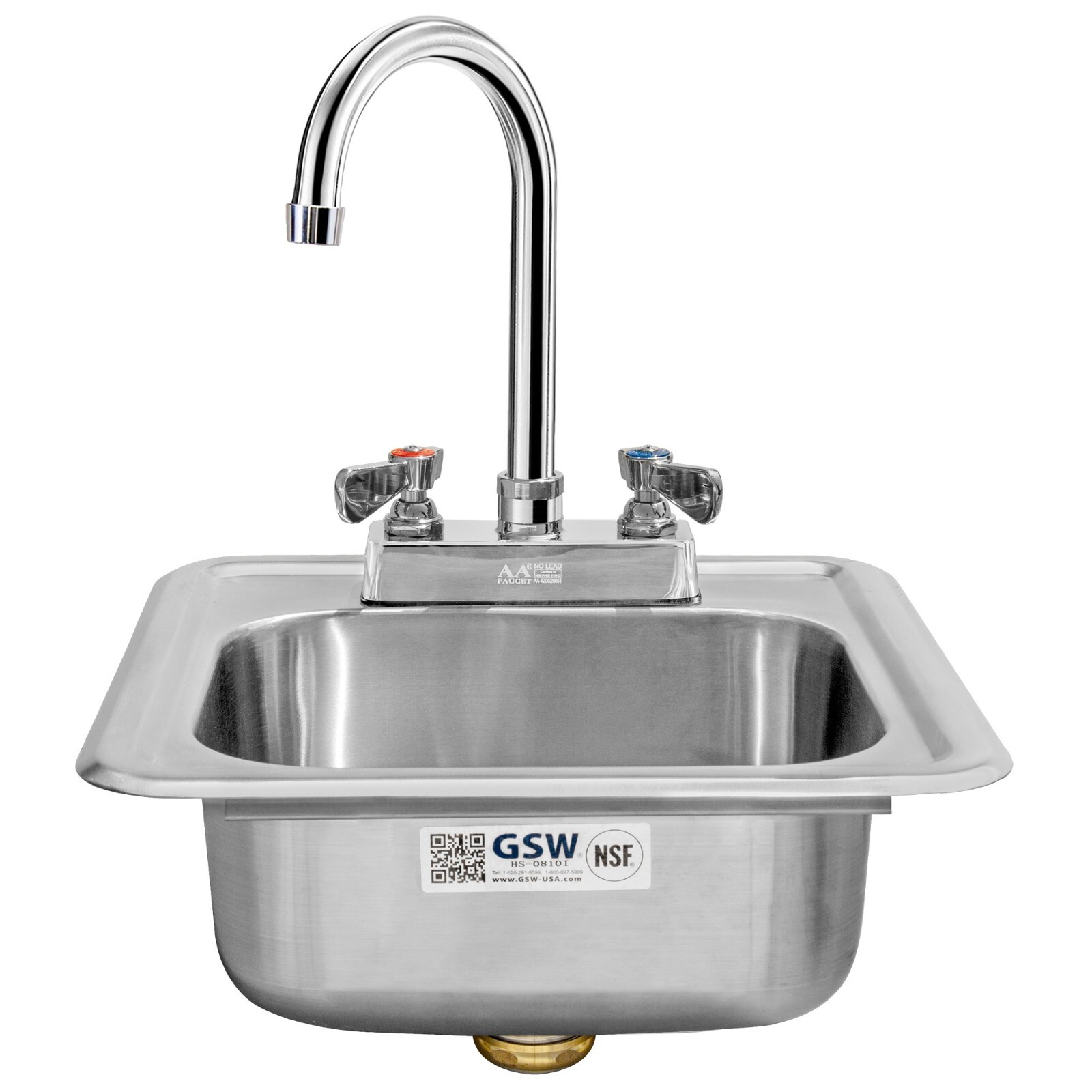 GSW HS-0810I Mini 13″ x 13″ Stainless Steel Drop-In Hand Sink with Faucet