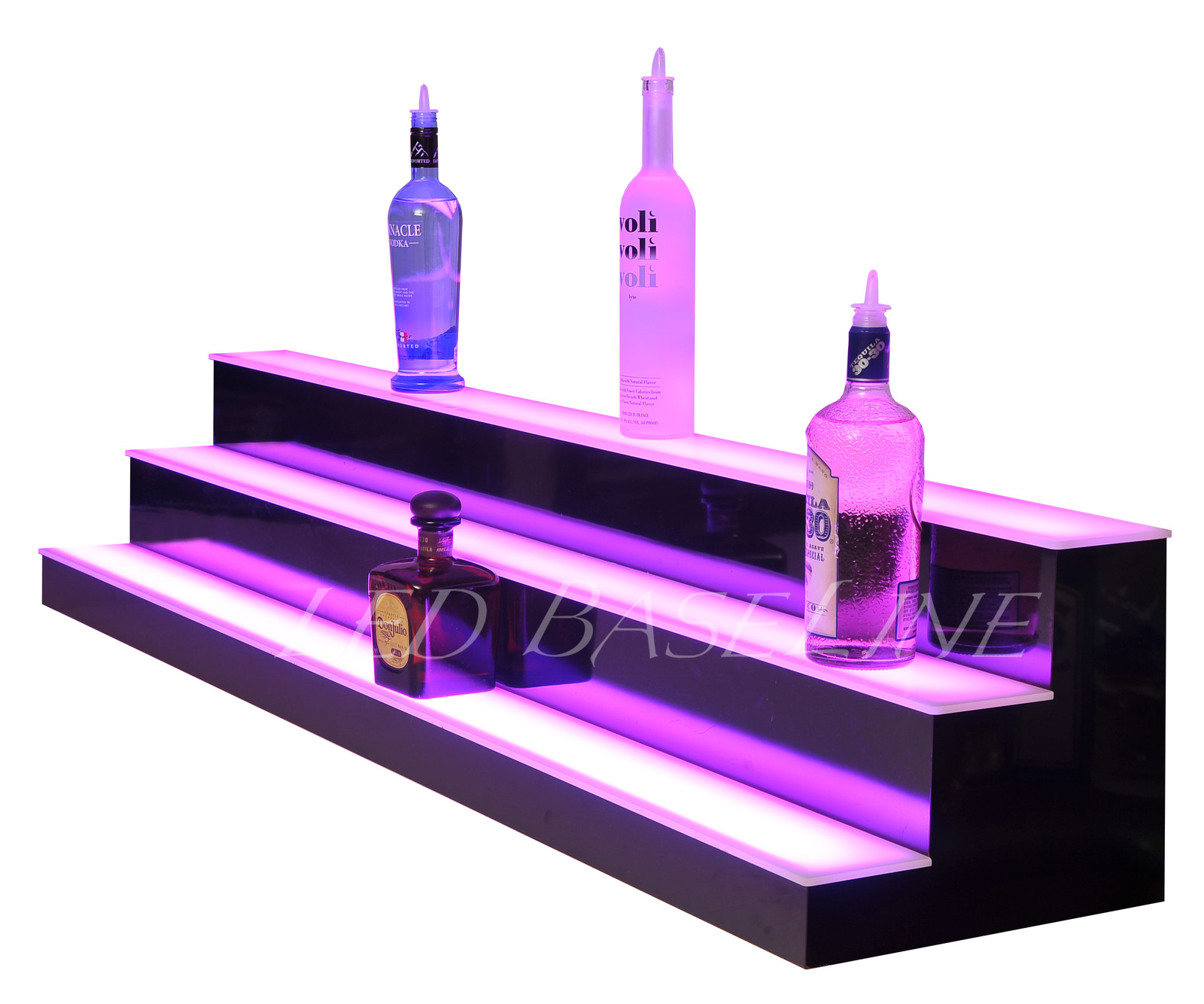 58″ LED Lighted Bar Shelving 3 Step Color changing Display Bottles