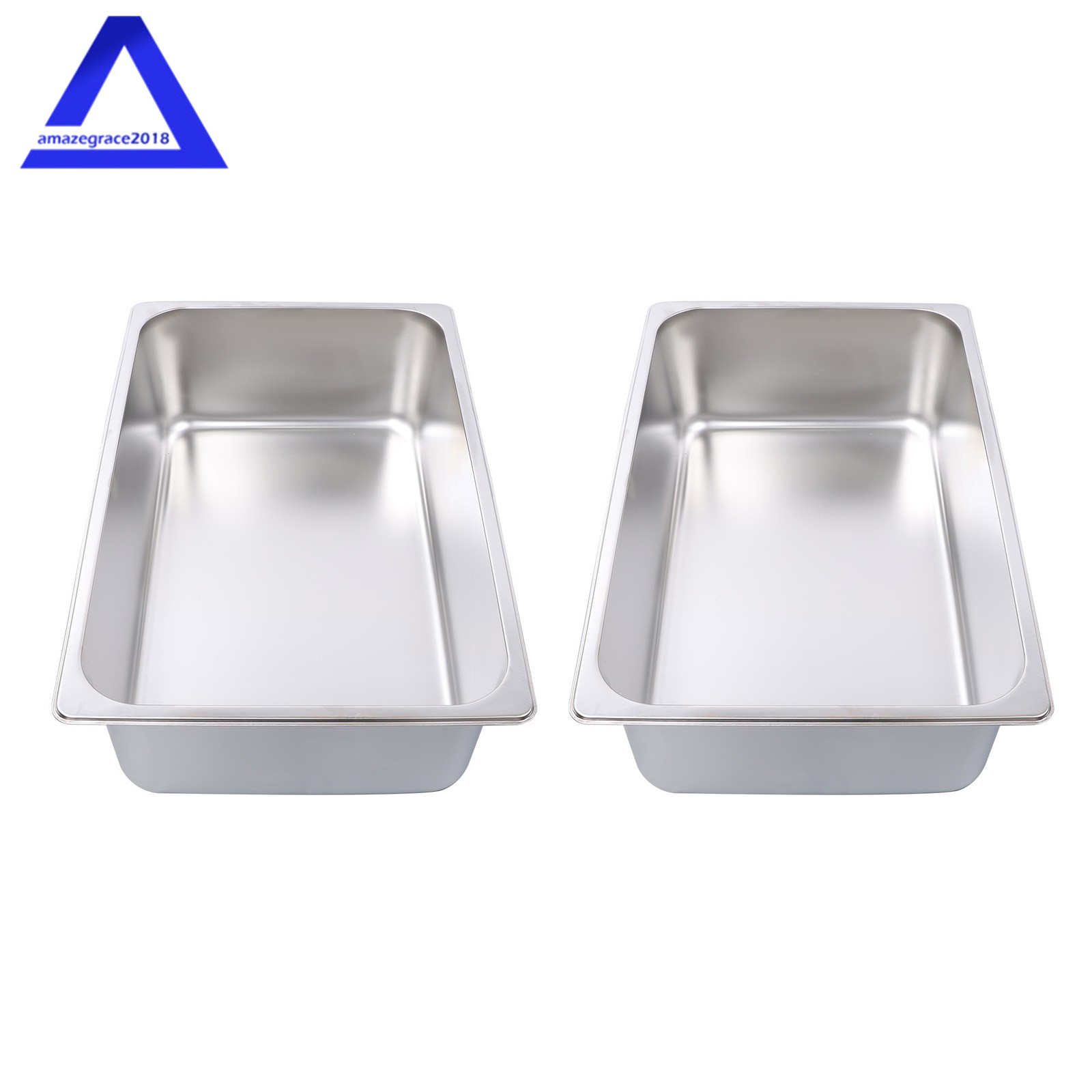 Steam Table Hotel Pans Full Size 6″ Deep 2 Pack Stainless Metal Tray Sets