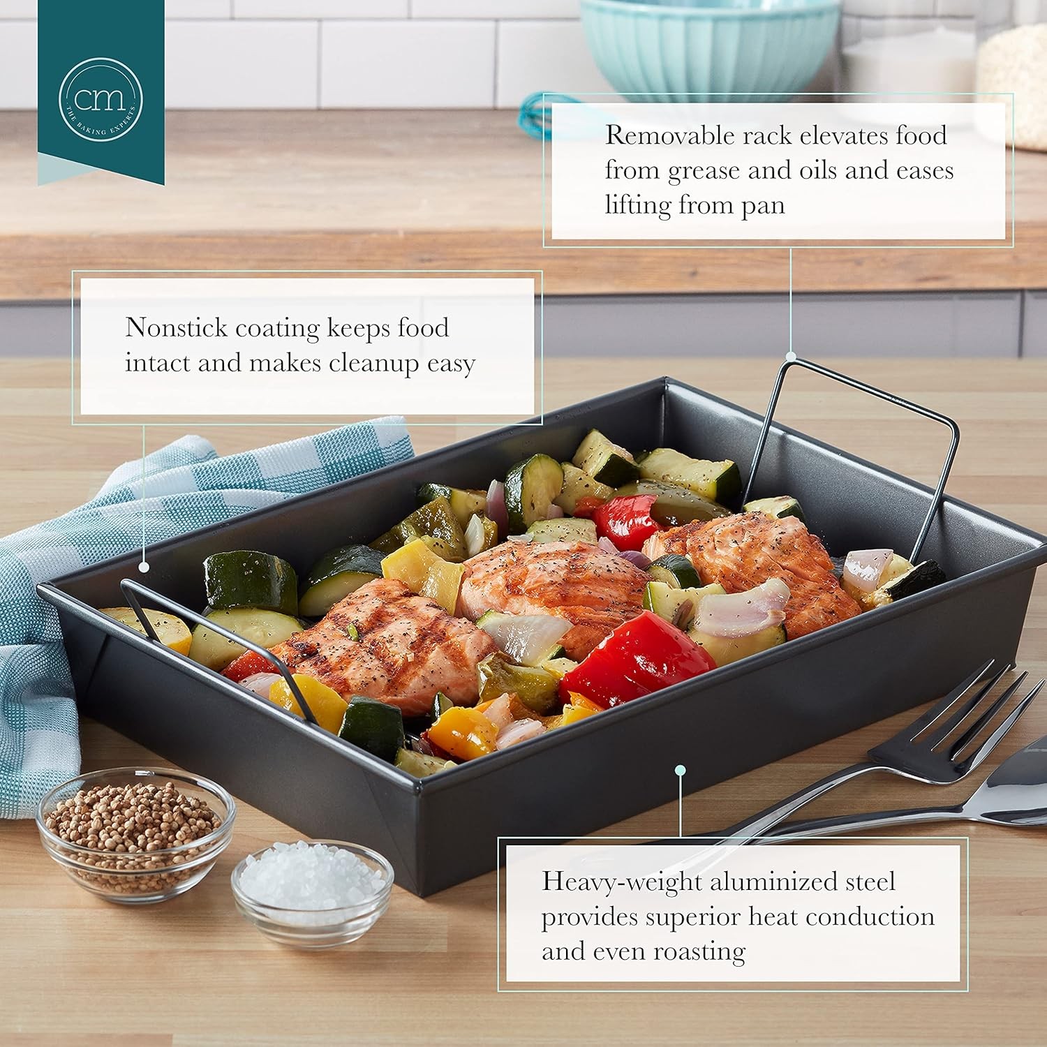 Chicago Metallic 16947 Professional Roast Pan with 13-Inch-by-9-Inch, Gray