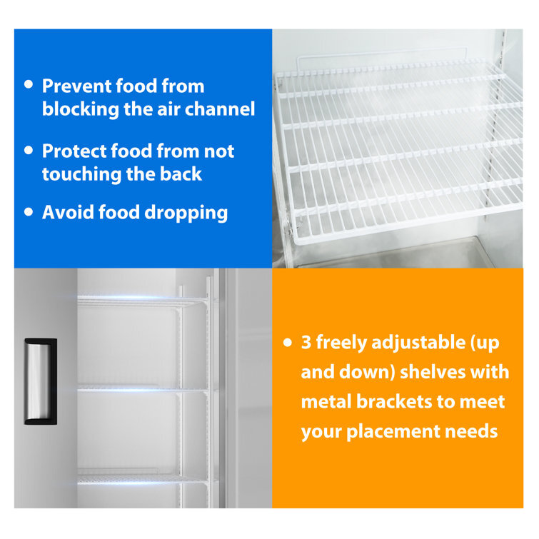 New Commercial Reach-In Refrigerator Cooler Solid Stainless Steel Door 23 Cu.ft