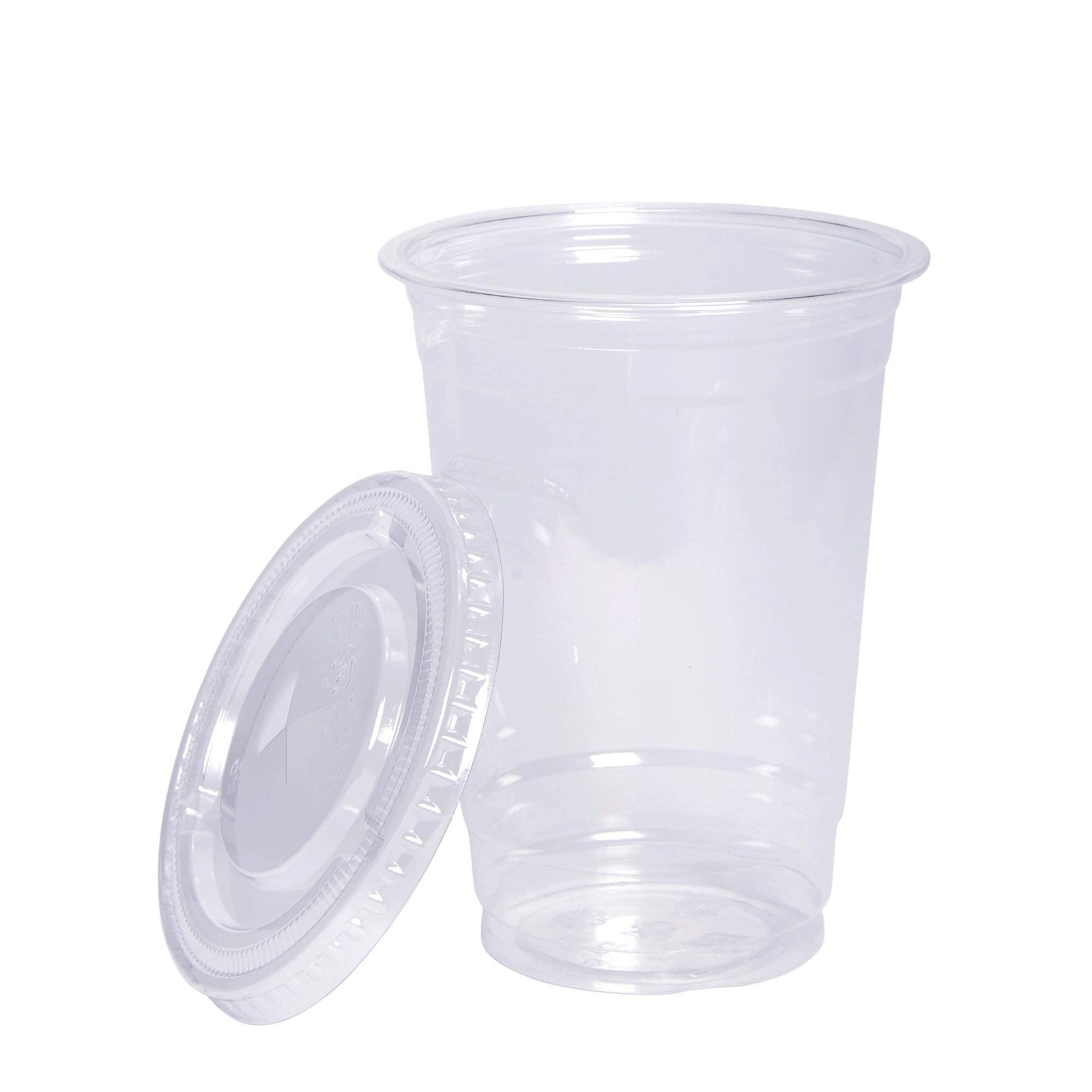 Clear Plastic Cups with Flat Lids [10 oz – 100 Count] – Disposable Iced Coffe…