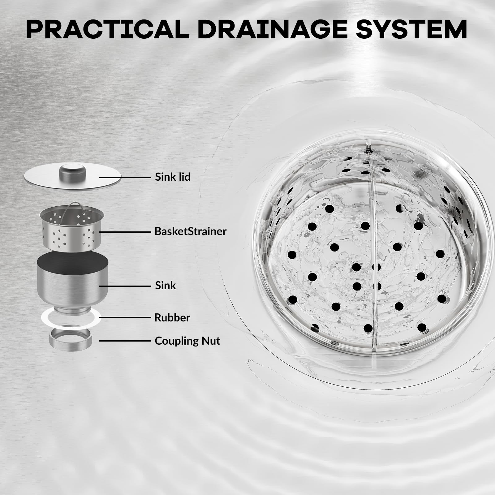 Stainless Steel Utility Sink Free Standing Single Bowl Kitchen Sink with Faucet