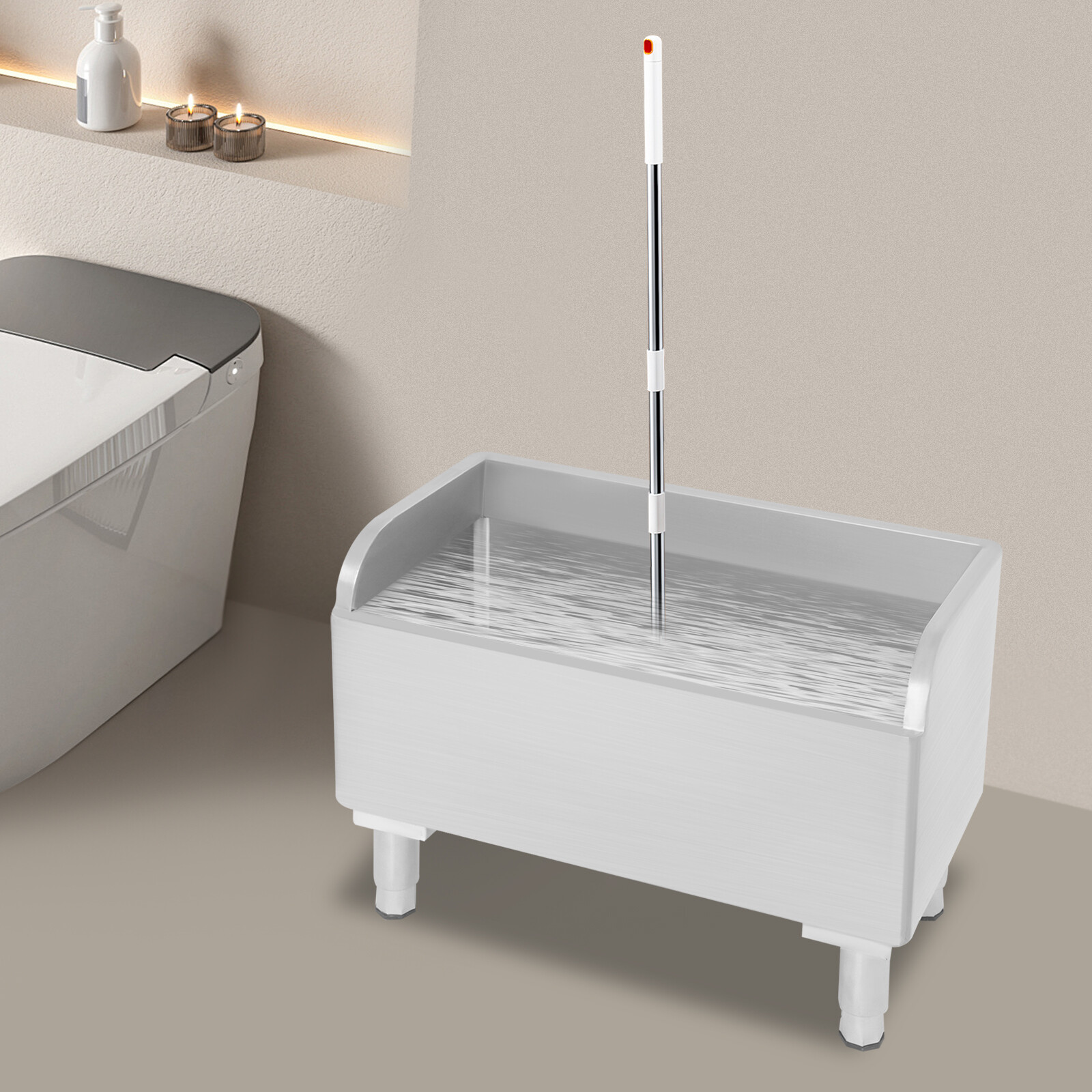 Commercial Floor Mop Sink, Stainless Steel Mop Sink 80*41*55cm/31.5*16.1*21.6in