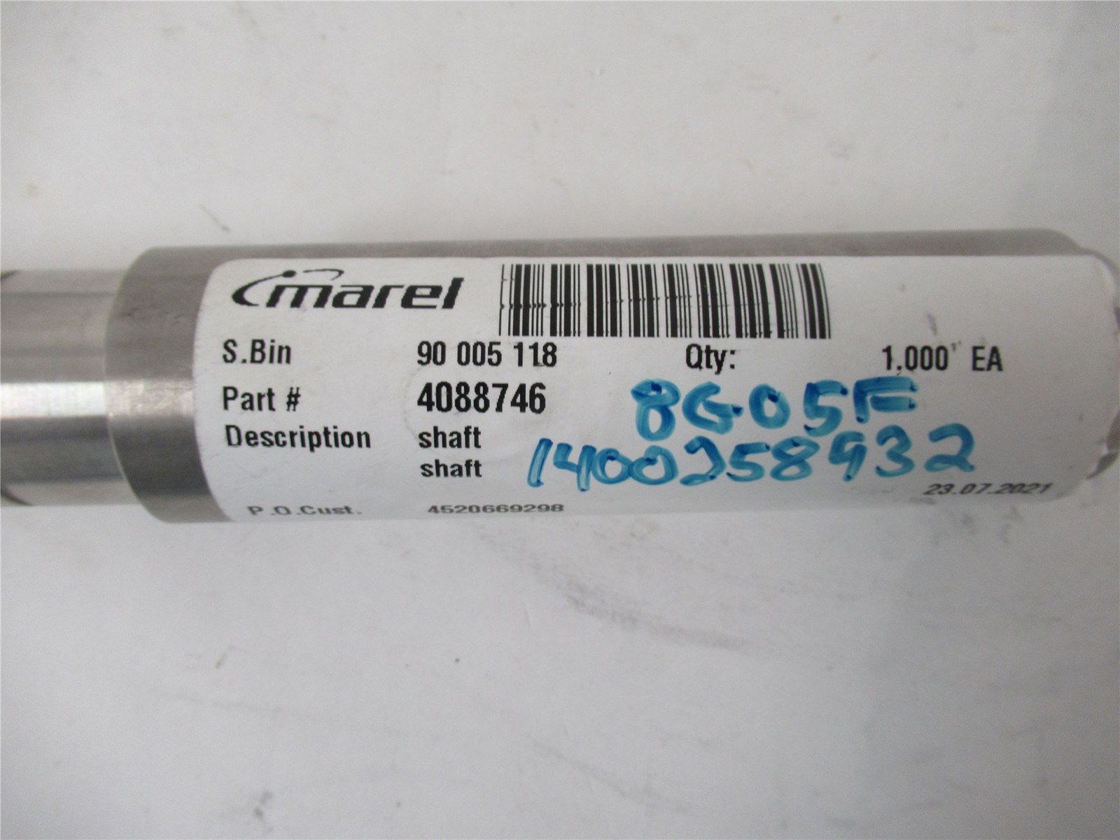 249485 New-No Box; Marel 4088746 Shaft 9.5″ SS