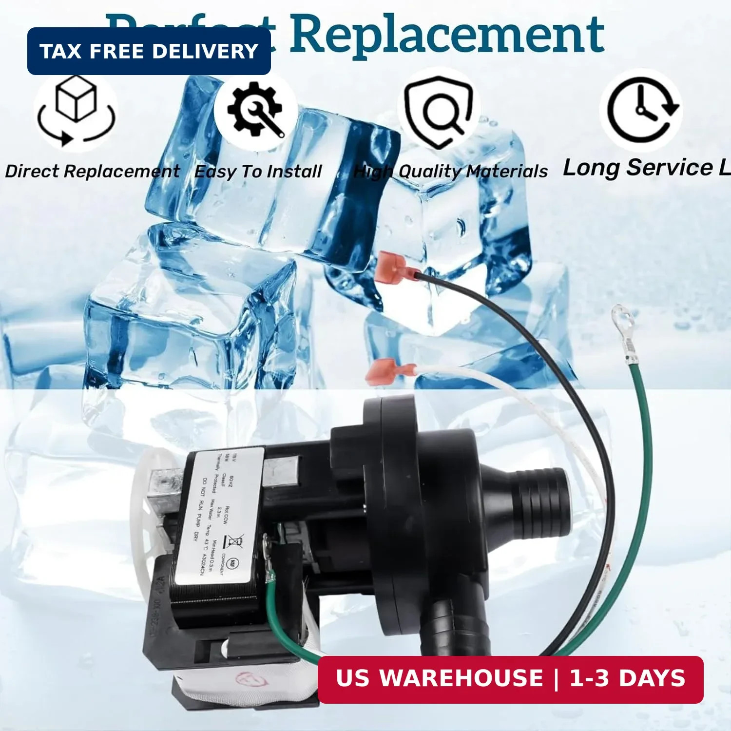 040006556 1PH Ice Machine Water Pump, 115V 60HZ | for Ice Maker Models UD0140A U