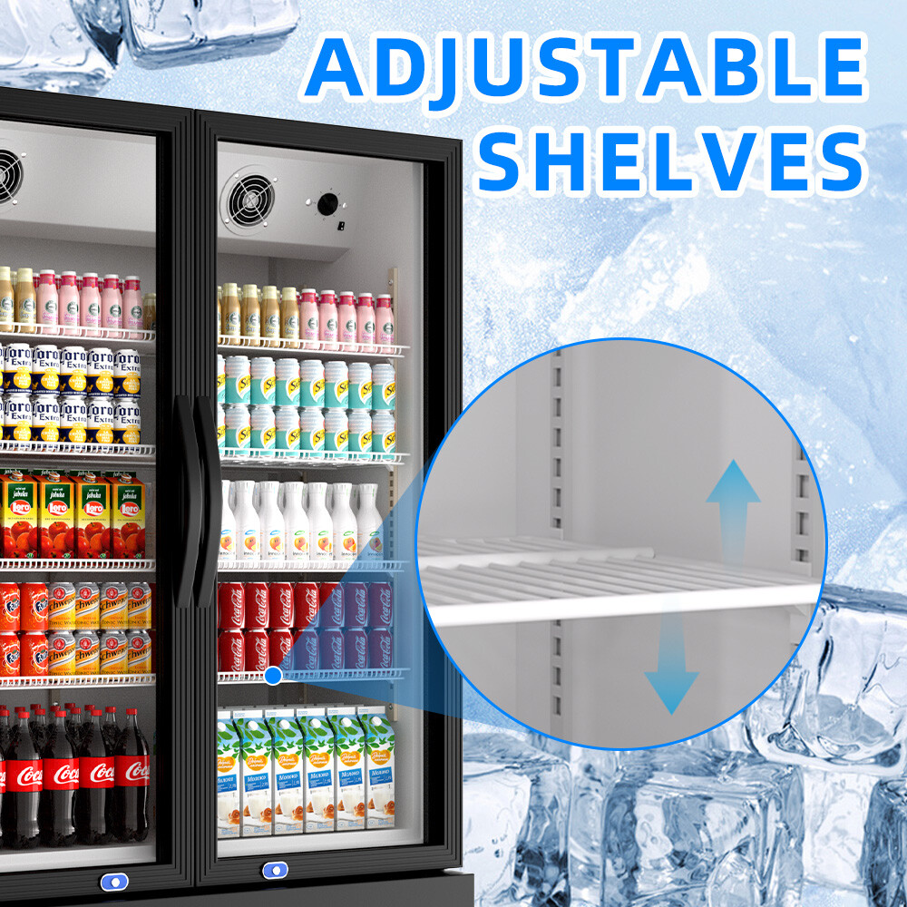 39″ Commercial 2 Glass Doors Merchandiser Refrigerator Display Cooler 17.1 Cu.Ft