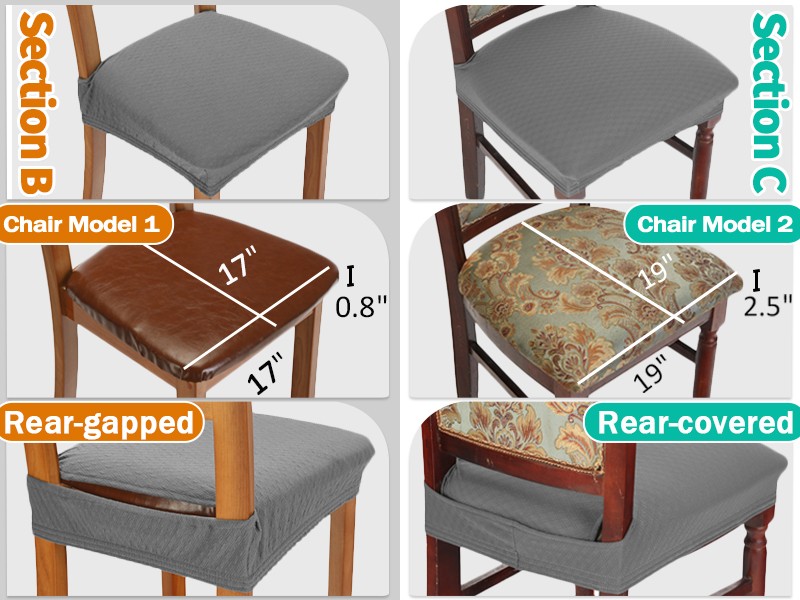 Dining Room Chair Covers Set of 6, Easy Installation Stretchy Jacquard Armless