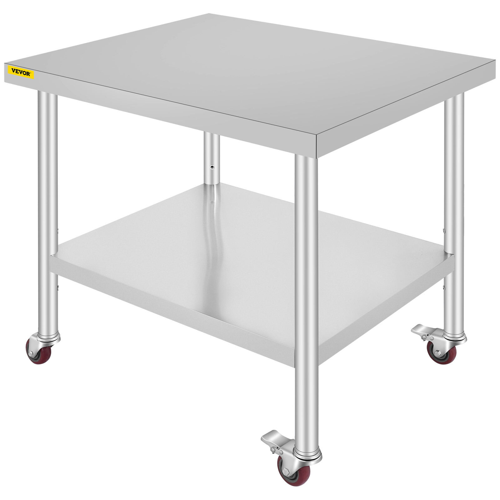 VEVOR 30″ x 36″ Restaurant Kitchen Prep Work Table w/Wheel Stainless Steel