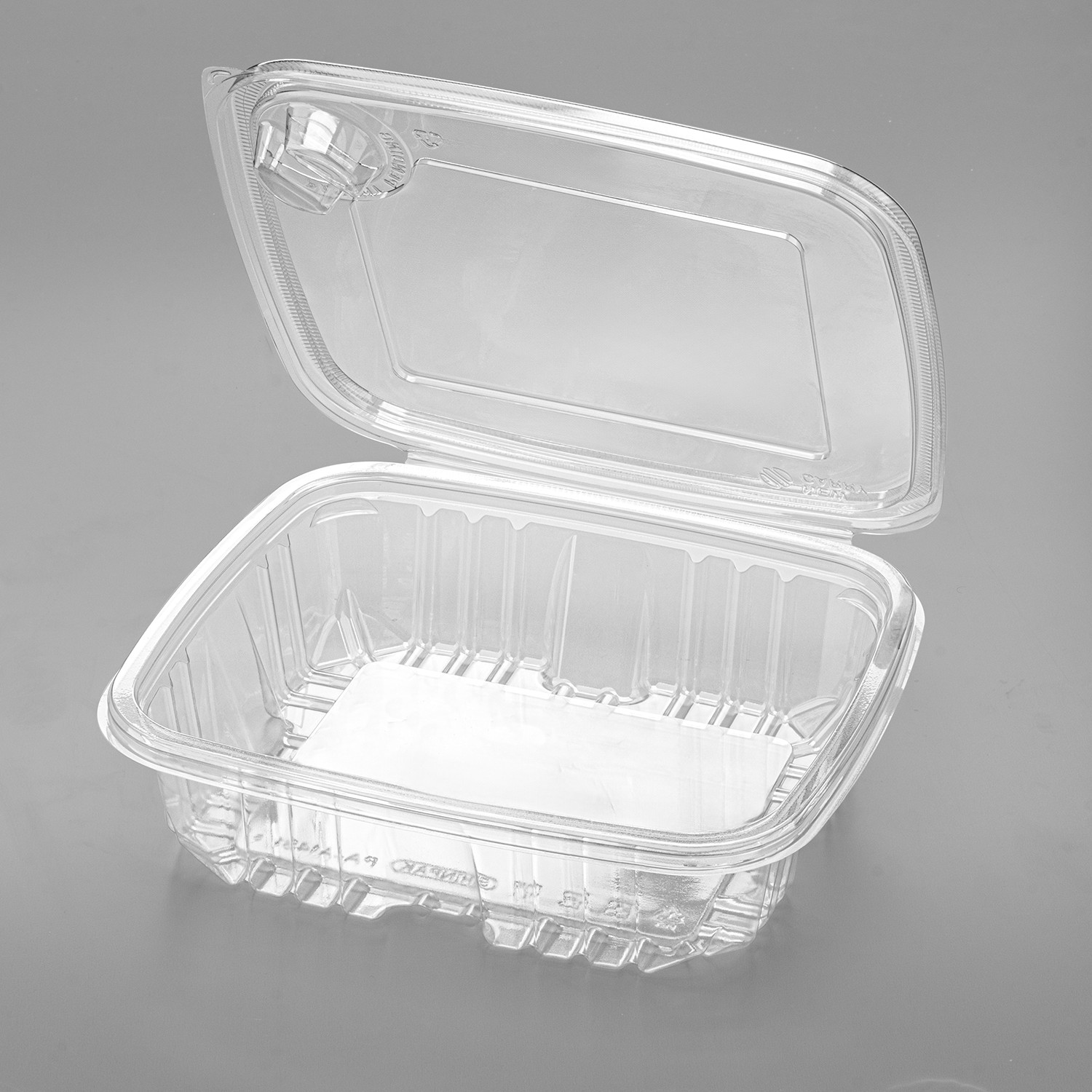 Karat 48oz PET Tamper Resistant Hinged Deli Container w/Flat Lid – 150pcs
