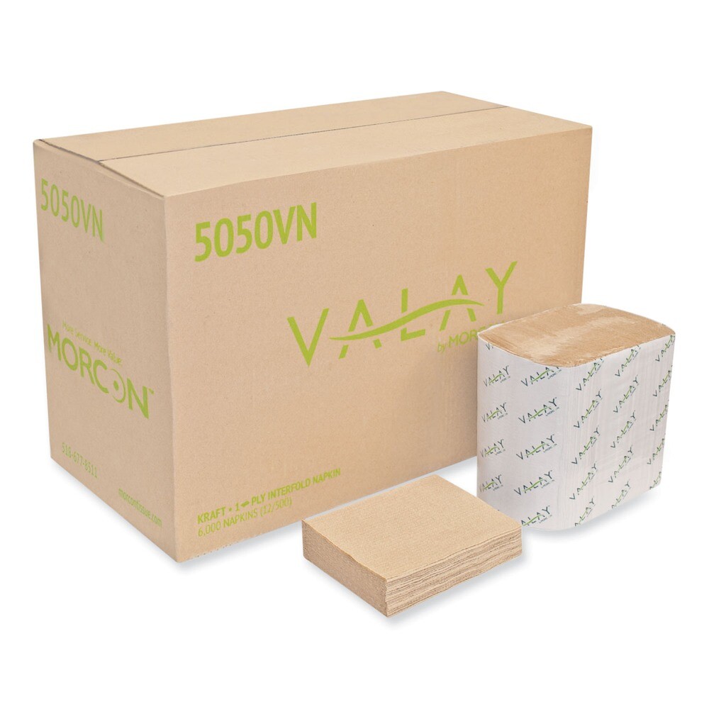Morcon Paper 5050VN Valay 6.3″ x 8.85″ Interfolded Napkins – Kraft 6,000/CT New