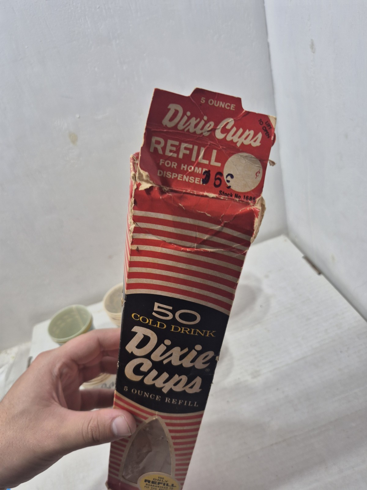 Vintage Original Dixie Cups Box w/Various Paper Cups Retro MCM Cottage Core