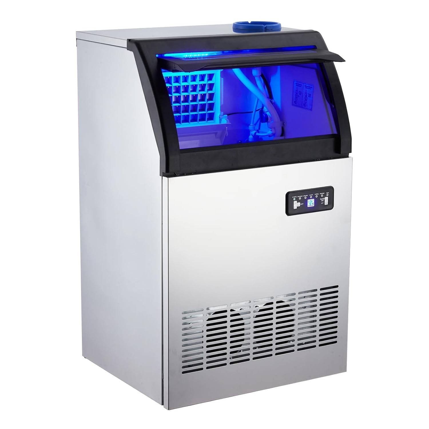 265LBS/24H Commercial Ice Maker 55LBS Storage Self-Clean LED Quiet Operation