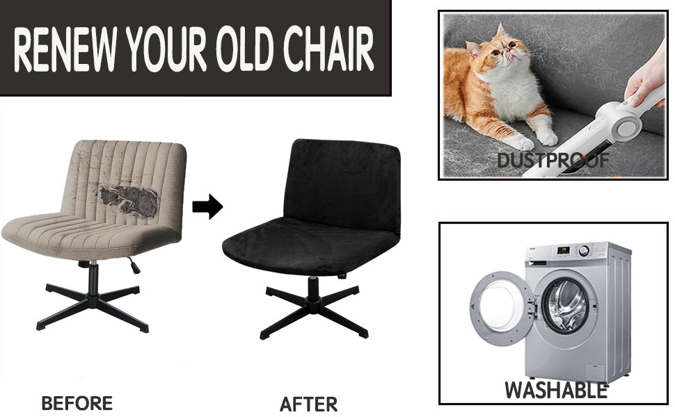Velvet Cross Legged Office Chair Covers – Upgrade Your Armless Wide Seat