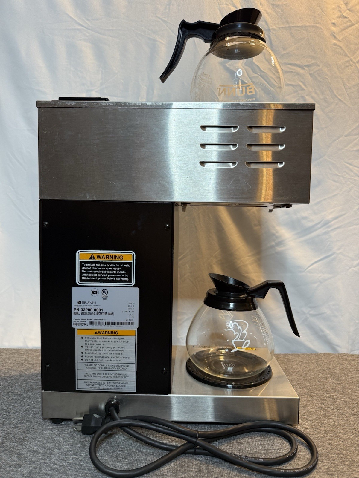 Bunn VPR Series 33200.0001 Pour Over Coffee Maker w/2 Glass Decanters