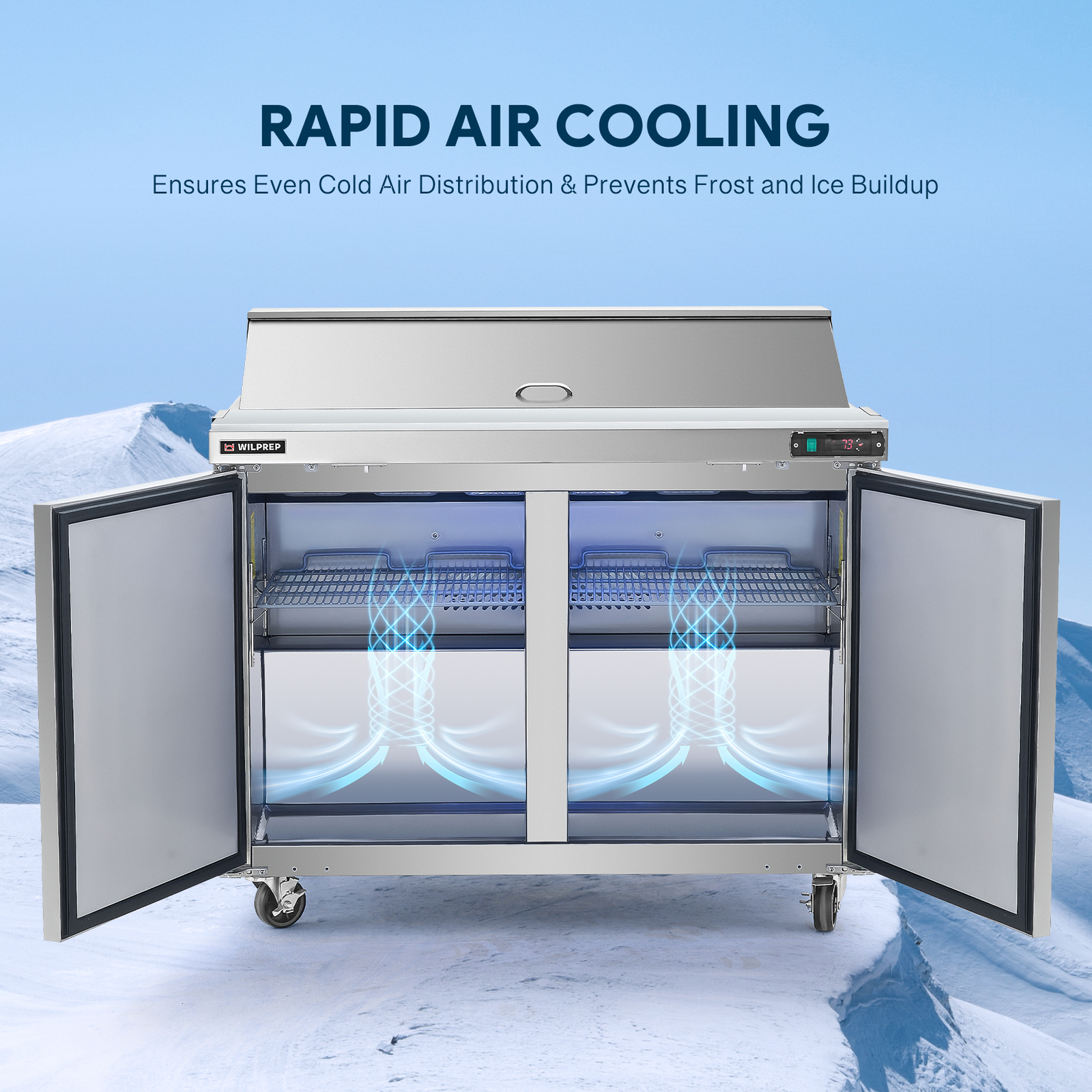 WILPREP 48″ Commercial Refrigerated Salad Sandwich Prep Table 2 Door Cooler ETL