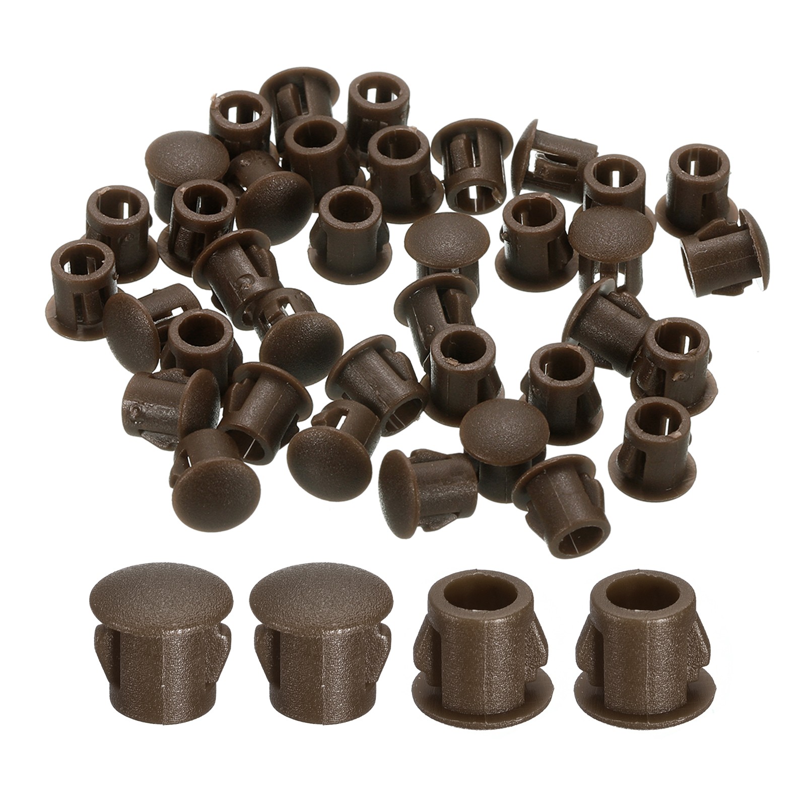 38Pcs 6mm(1/4″) Flush Type Panel Round Snap in Fastener, Brown