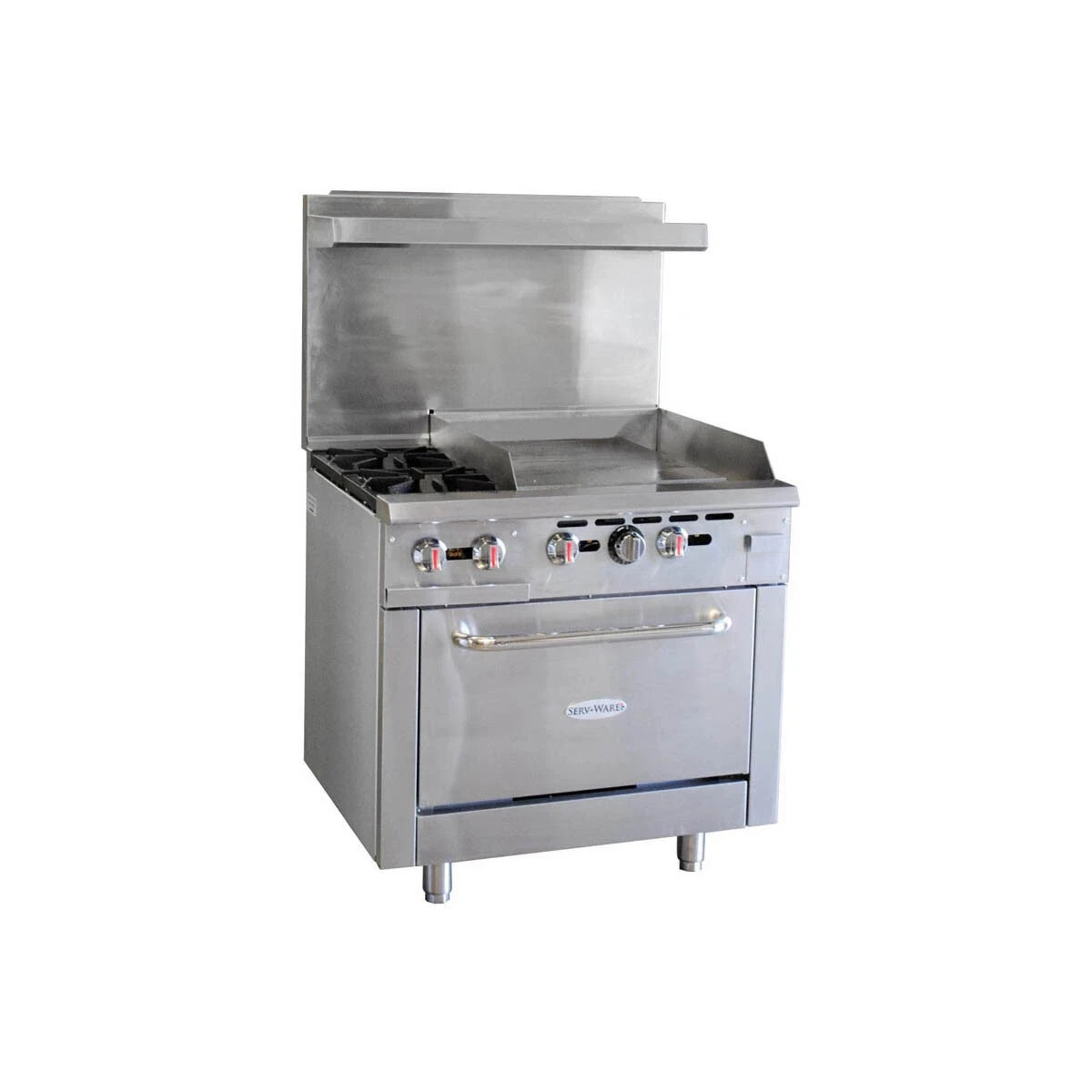 Serv-Ware SGR-2B-24G 36″ Gas Restaurant Range w/ (2) Burners, 24″ Griddle, (1…