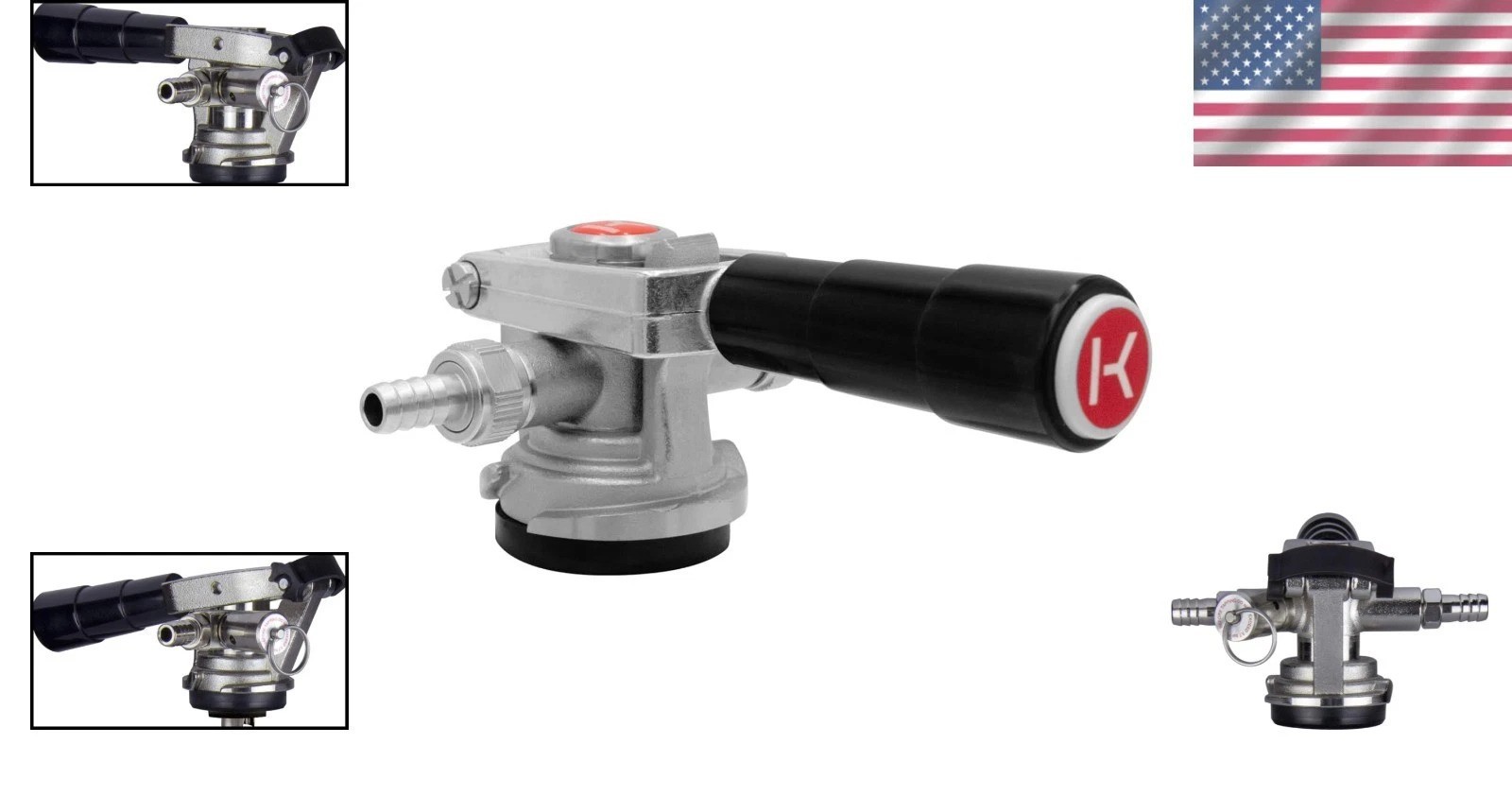 Compact D System Keg Coupler, Nickel-Plated for Space-Saving Beer Tapping