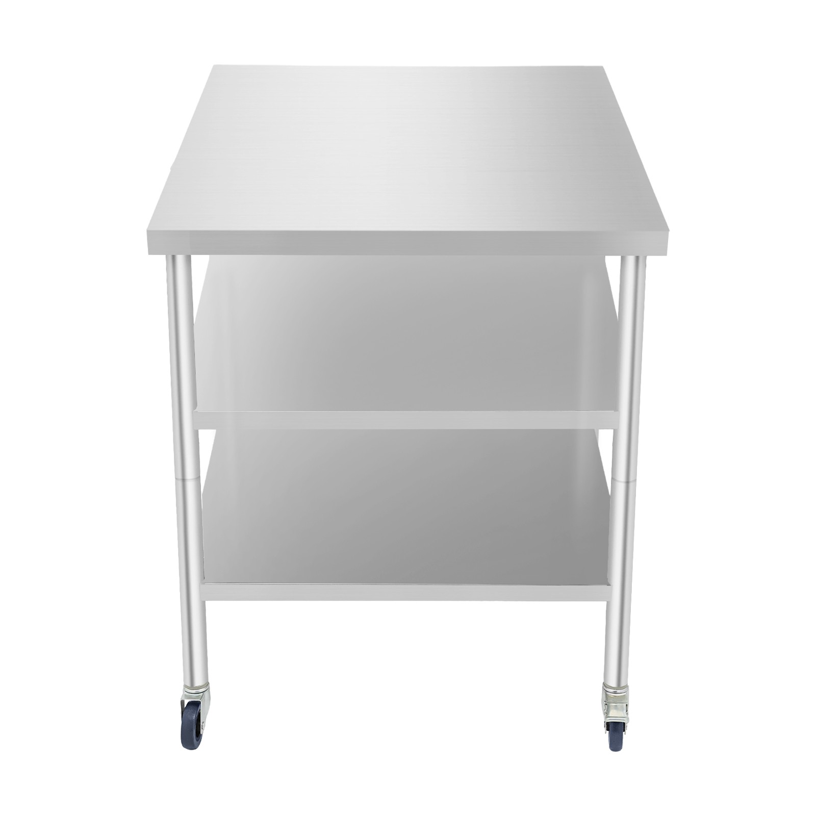 3 Tiers Garage Workbench, 30*30*35in Tool Bench, Silver Work Table With Casters