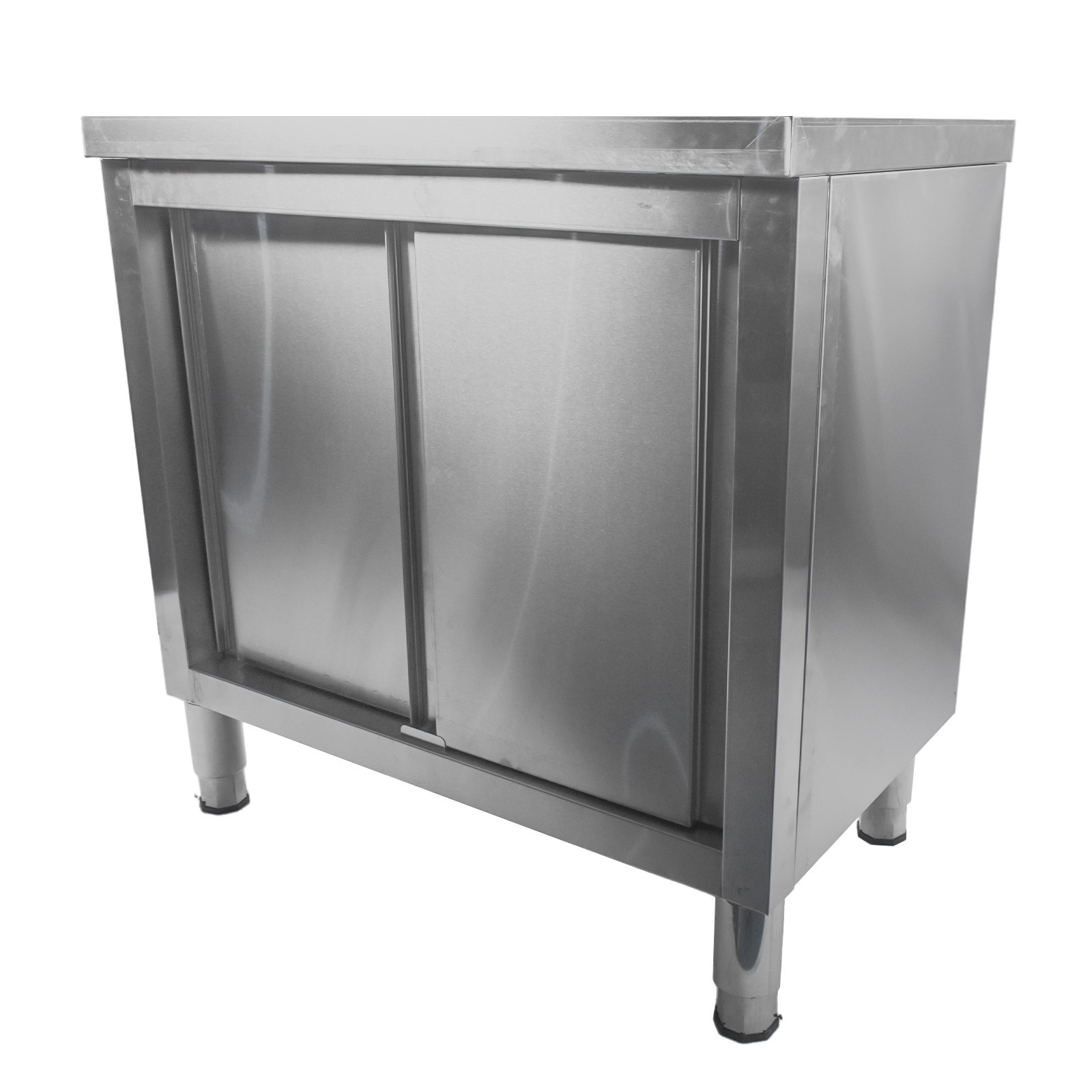 Stainless Steel Work Table with Cabinet Heavy Duty Prep Table Silver for Garage