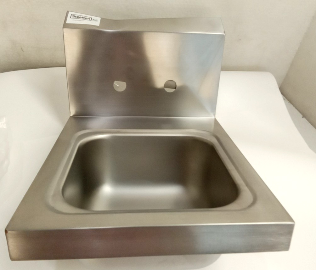 Steelton 522HS1216 Wall Mounted Hand Sink w/Gooseneck Faucet, 8″ High Backsplash