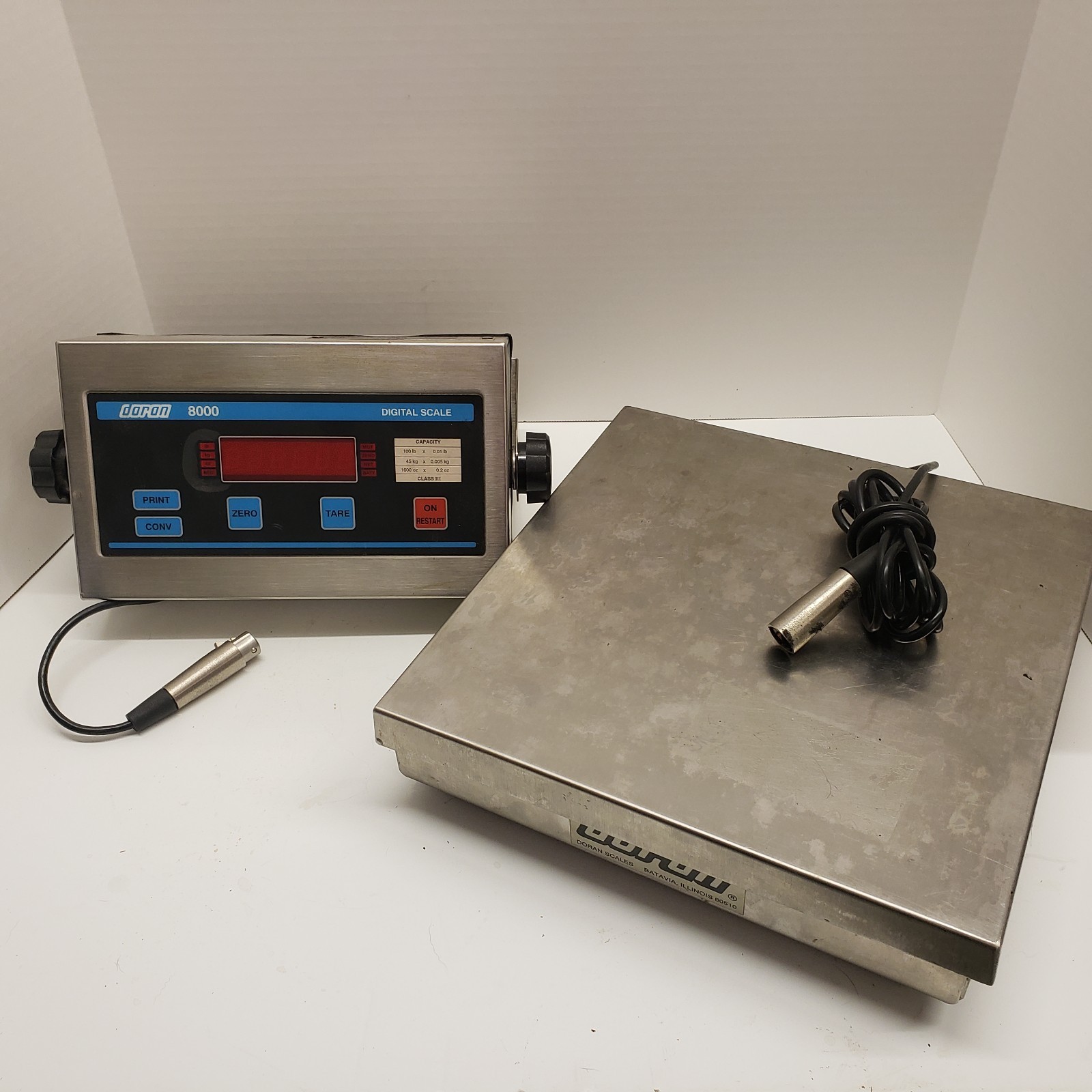 Doran 8000 Industrial Digital Scale 100 lb Capacity in Weather Proof Case