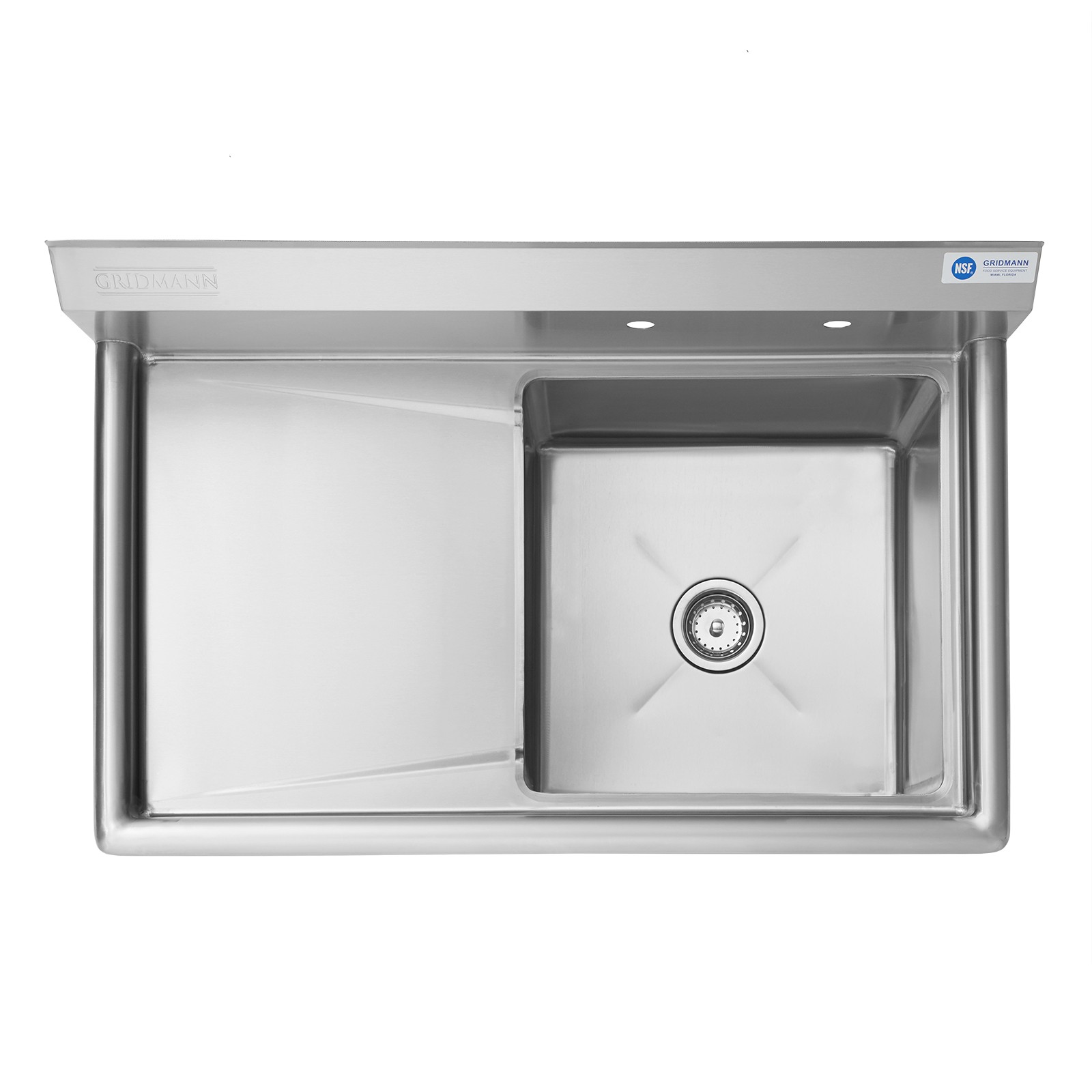 OPEN BOX – Stainless Steel 18″ Single Bowl Commercial Kitchen Sink w/ Drainboard